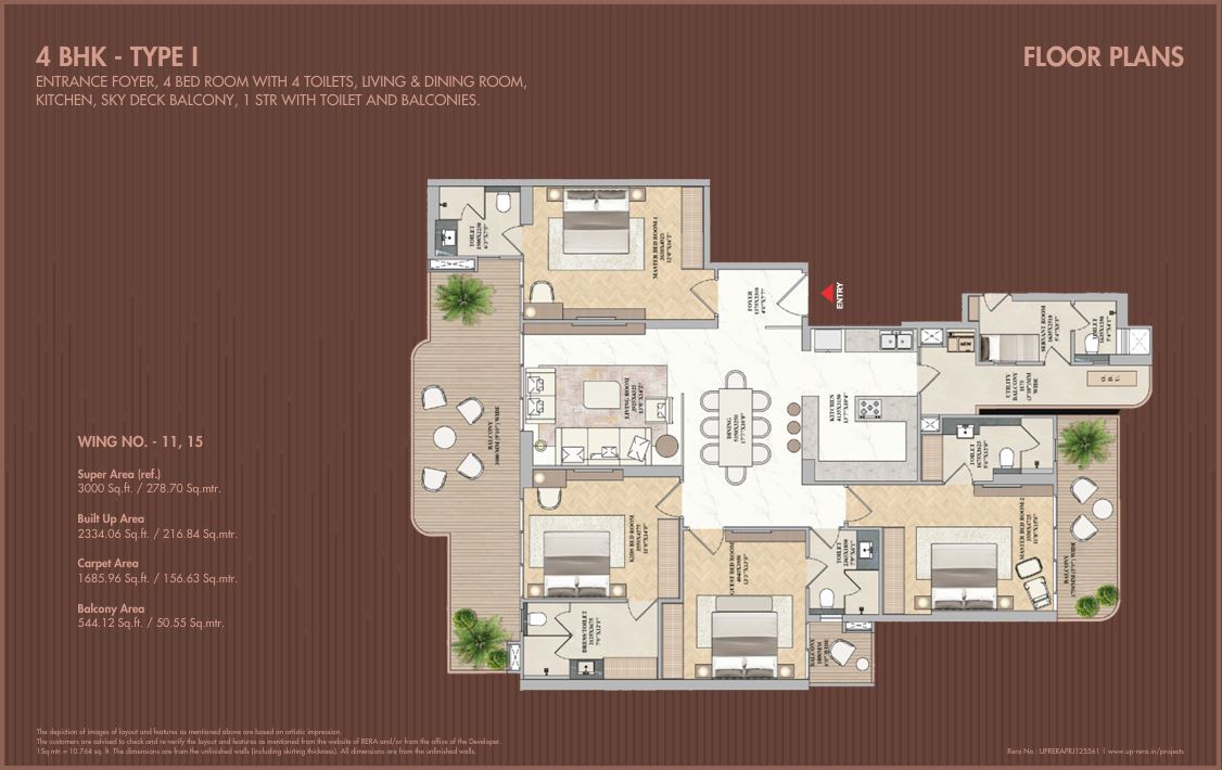 4 BHK Floor Size